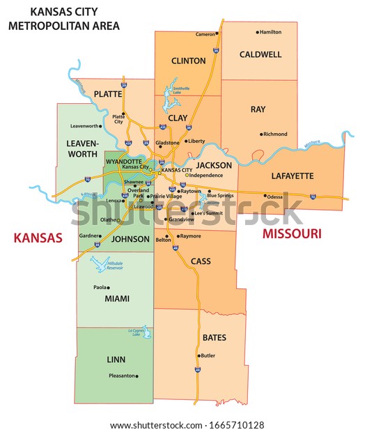 Kansas City Metropolitan Area Map Map Kansas City Metropolitan Area Kansas Stock Vector (Royalty Free)  1665710128 | Shutterstock