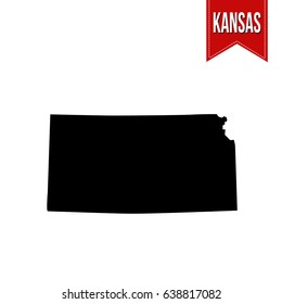 Map of Kansas on white background, vector illustration