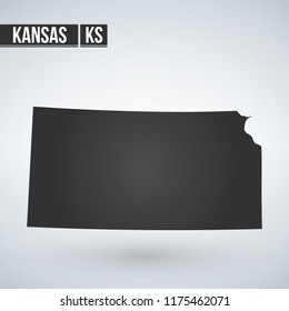 Map of the Kansas state. Vector illustration design element. Flat style design icon.