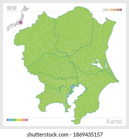 Map of Kanto in Japan. Vector illustration. 