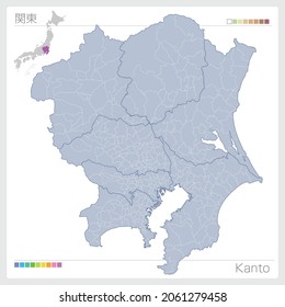 Map of Kanto. Map of prefectures in Japan