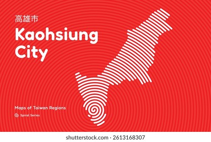 Map of Kaohsiung City, Taiwan Special Municipality, Circular Spiral Pattern