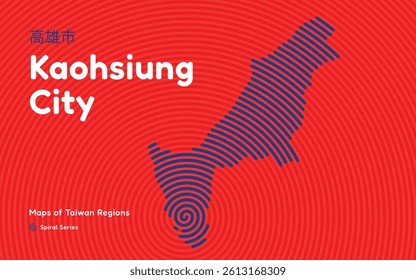 Map of Kaohsiung City, Taiwan Special Municipality, Circular Spiral Pattern