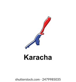 Karte von Karacha Illustration Design Vorlage, Karte haben alle Provinz und markieren Sie die Hauptstadt von Kirgisistan, geeignet für Ihr Unternehmen
