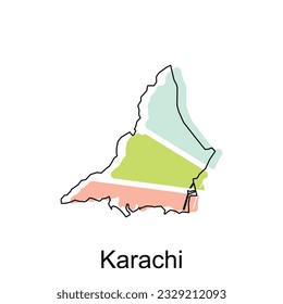 Map of Karachi modern with outline style vector design, World Map International vector template