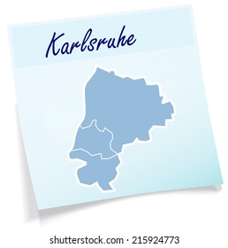Map of Karlsruhe as sticky note in blue