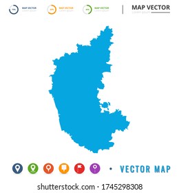 Map of Karnataka blue and set pin icon.