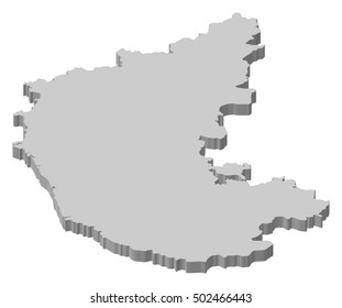 Map - Karnataka (India) - 3D-Illustration