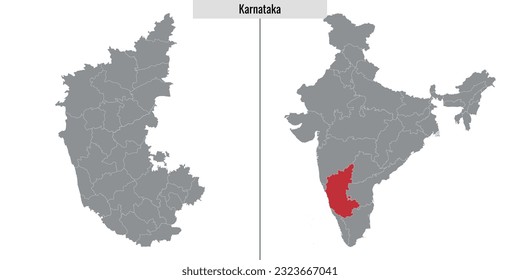 map of Karnataka state of India and location on Indian map