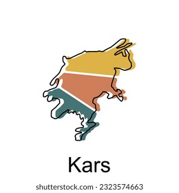 Map of Kars Province of Turkey Illustration design, Turkey World Map International vector template
