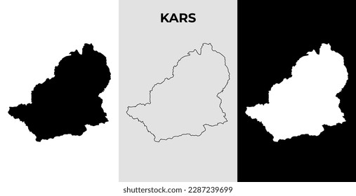 Mapa de Kars, la región de Turquía bosquejo silueta de ilustración vectorial, esbozo garabato mapa de la ciudad de Kars