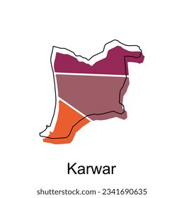 Map Of Karwar City Modern Simple Geometric, illustration vector design template