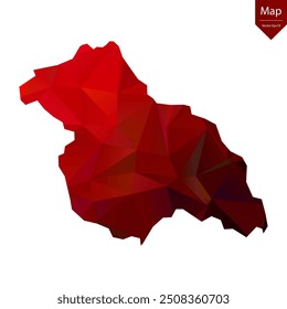 Mapa de Cachemira - Rojo Geométrico Rumpled Triangular, Diseño Poligonal. Ilustración vectorial eps 10.
