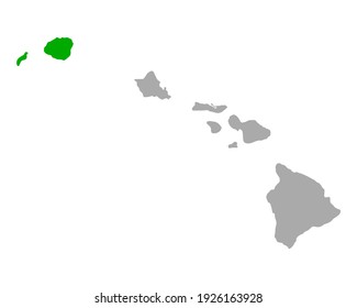 Map of Kauai in Hawaii on white