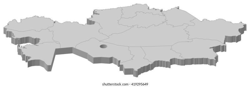 Map - Kazakhstan - 3D-Illustration