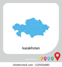 Map of kazakhstan abstract corlor blue on white background.frame.vecter illustration eps 10.