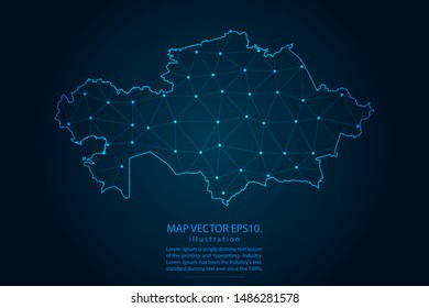 map of Kazakhstan with Abstract mash line and point scales on Dark background . Wire frame 3D mesh polygonal network line, design polygon sphere, dot and structure. Vector illustration eps 10.