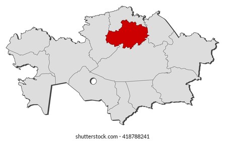 Map - Kazakhstan, Akmola