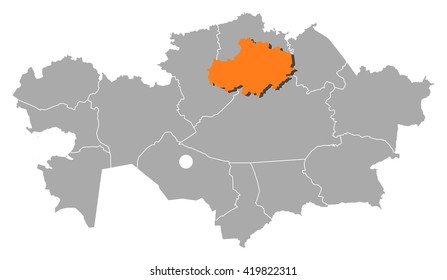 Map - Kazakhstan, Akmola