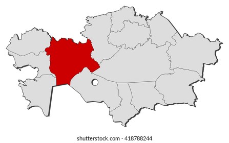 Map - Kazakhstan, Aktobe