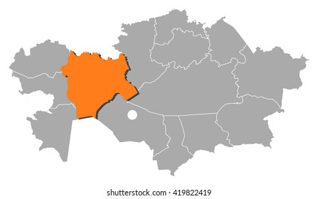 Map - Kazakhstan, Aktobe