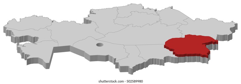 Map - Kazakhstan, Almaty - 3D-Illustration