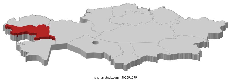 Map - Kazakhstan, Atyrau - 3D-Illustration