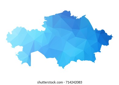Map of Kazakhstan - Blue Geometric Rumpled Triangular , Polygonal Design For Your . Vector illustration eps 10.