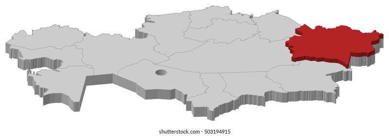 Map - Kazakhstan, East Kazakhstan - 3D-Illustration