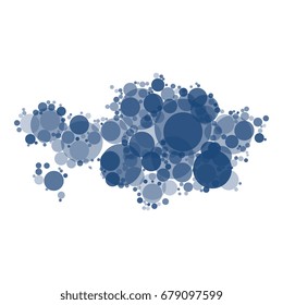 map of kazakhstan filled with circles of different sizes and shades of color isolated on white background
