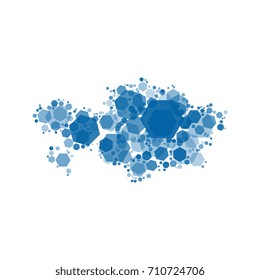 map of kazakhstan filled with hexagons of different sizes and with varying degrees of transparency