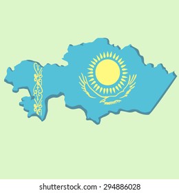 Map of Kazakhstan with flag image
