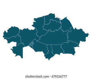 Map of kazakhstan - High detailed on white background. Abstract design vector illustration eps 10.