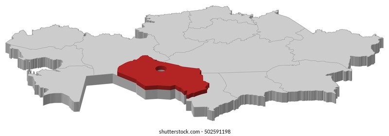 Map - Kazakhstan, Kyzylorda - 3D-Illustration