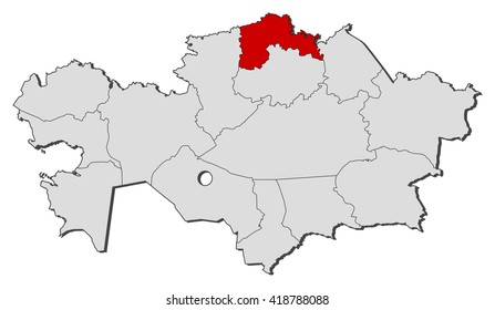 Map - Kazakhstan, North Kazakhstan