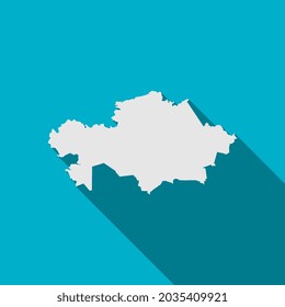 Map of Kazakhstan on Blue Background with long shadow