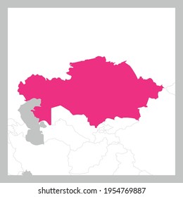 Map of Kazakhstan pink highlighted with neighbor countries