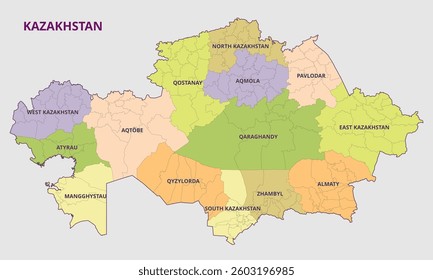 Map of Kazakhstan with its Regions
