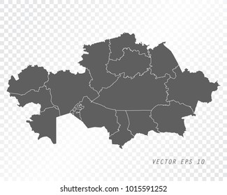 Map of Kazakhstan , vector illustration on transparent background. Items are placed on separate layers and editable.