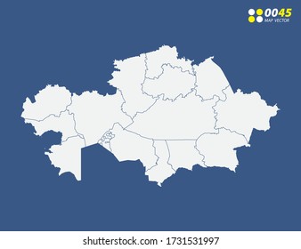 Map of Kazakhstan vector on blue