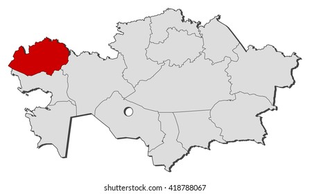 Map - Kazakhstan, West Kazakhstan