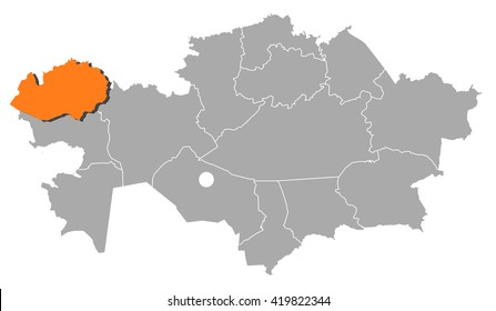 Map - Kazakhstan, West Kazakhstan