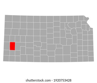 Karte von Kearny in Kansas auf Weiß