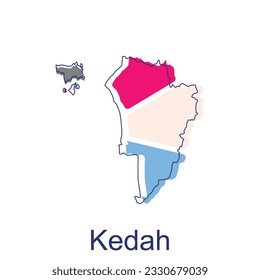 Map of Kedah vector design template, World Map International vector template with outline graphic sketch style isolated on white background
