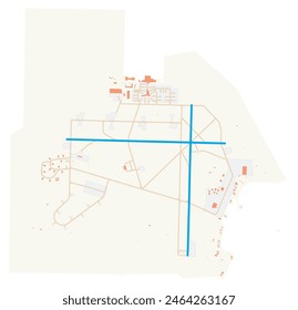 Map of Keflavik International Airport (Iceland). IATA-code: KEF. Airport diagram with runways, taxiways, apron, parking areas and buildings. Map Data from OpenStreetMap.