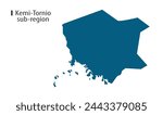 Map of Kemi Tornio sub region, Kemi Tornio sub region Map, Region of Finland, with white bg, Finland map with waving flag. Politics, government, people, national day, full map, flag, area, containment