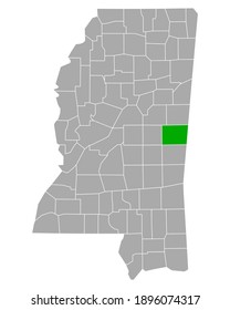Map of Kemper in Mississippi on white
