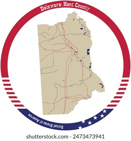 Map of KentCounty in Delaware, USA arranged in a circle.