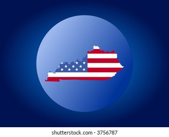 map of Kentucky and American flag globe illustration
