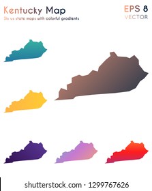 Map of Kentucky with beautiful gradients. Beauteous set of Kentucky maps. Extra vector illustration.